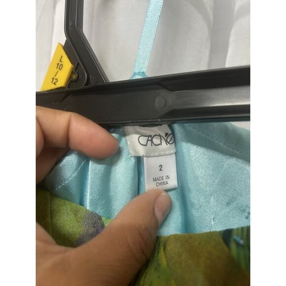 VTG Y2K 90s Fairycore cache Floral Asymmetrical Dress Beaded Strapless Sz 2 - Picture 8 of 14